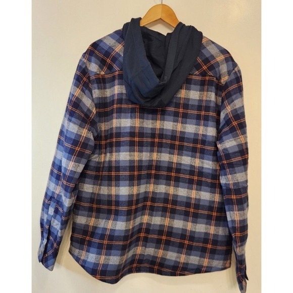 Legendary Outfitters Mens Shirt‎ Jacket Blue Multicolor Plaid Hood Pockets, Sz M - Picture 4 of 4